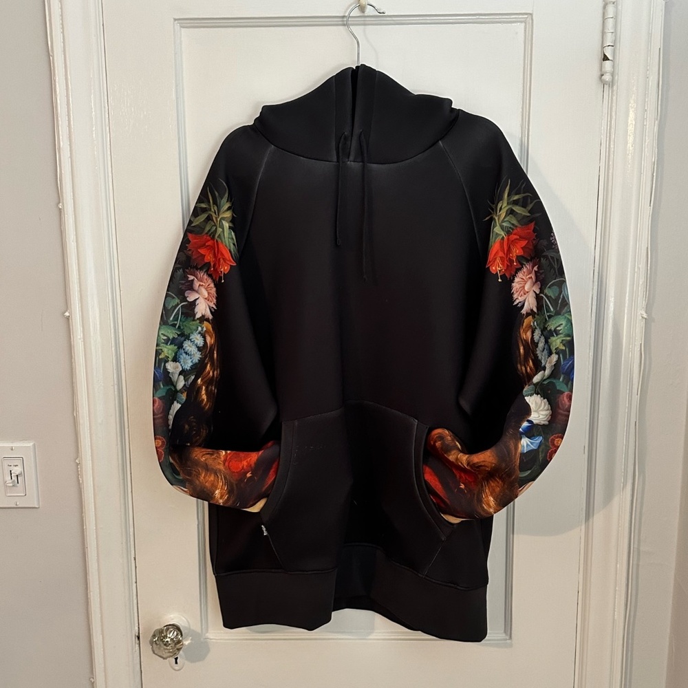 Black hoodie with floral sleeves